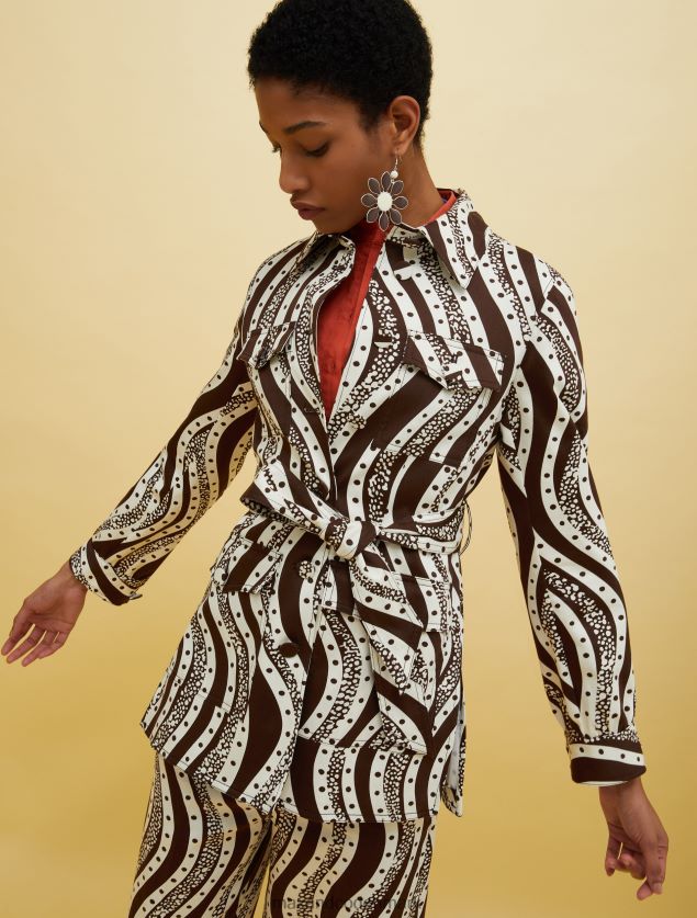 Kvinder mennesker, steder, farve safarijakke MAX&Co. brunt mønster B2Z2T6245 beklædning