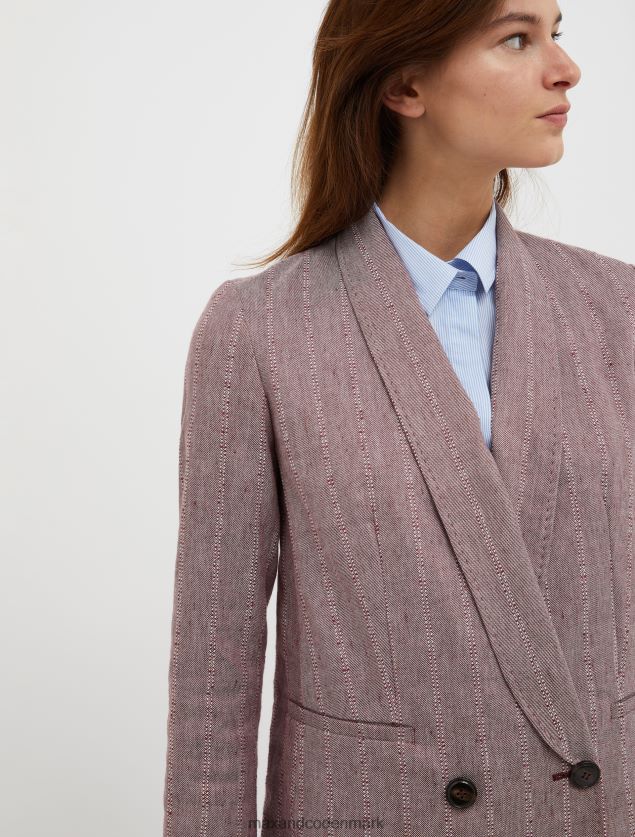 Kvinder nålestribet hør og bomuldsblazer MAX&Co. bordeaux B2Z2T6298 beklædning