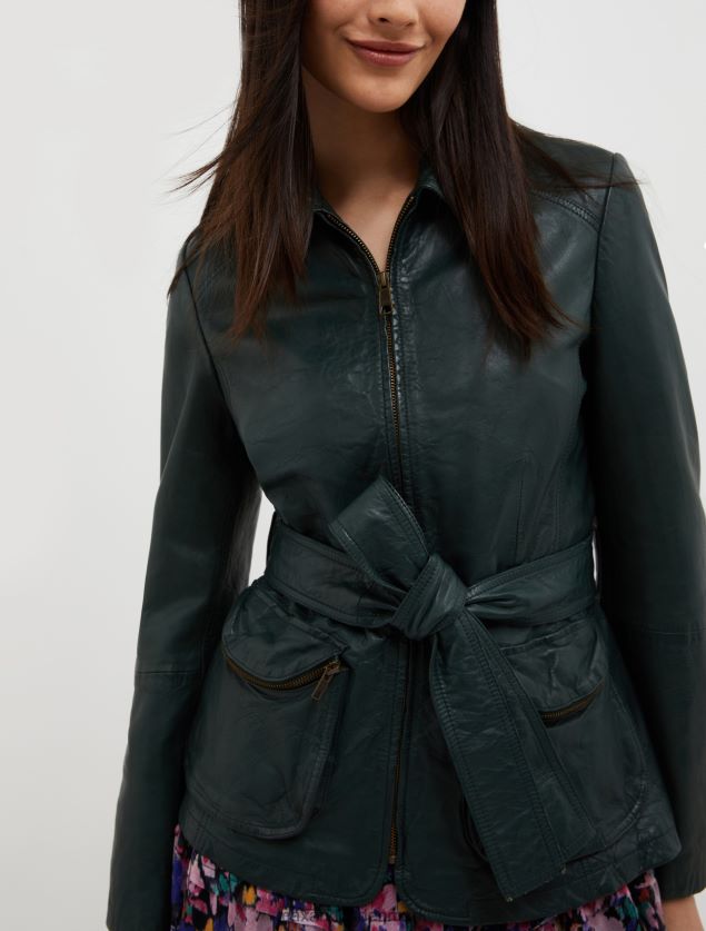 Kvinder slim fit læderjakke MAX&Co. grøn B2Z2T6884 beklædning