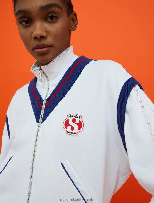 Kvinder superga bomberjakke i fleece MAX&Co. hvidt mønster B2Z2T6893 beklædning