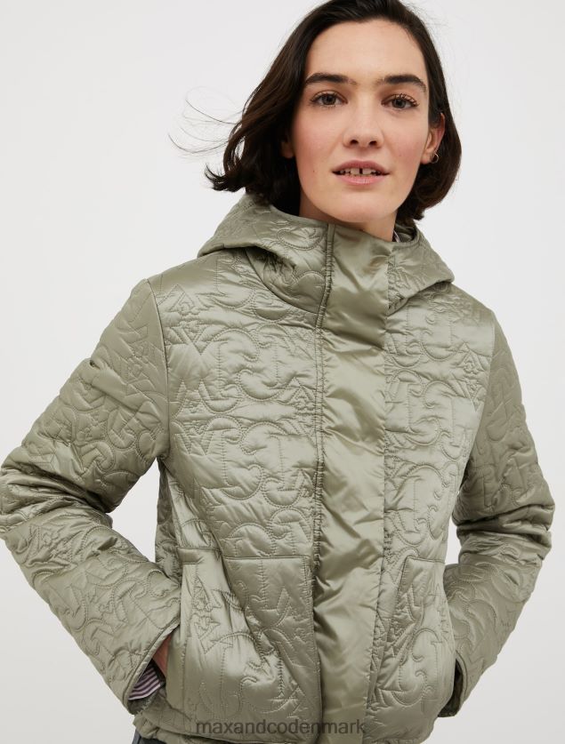 Kvinder polstret jakke med hætte med monogram MAX&Co. salvie grøn B2Z2T6913 beklædning