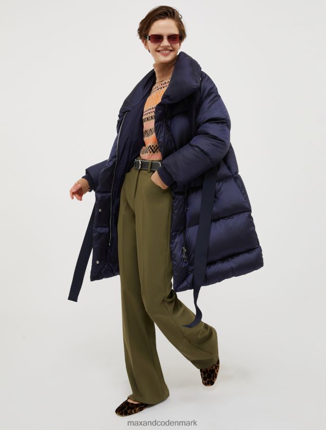 Kvinder polstret pufferjakke med fjerdun MAX&Co. Marine blå B2Z2T6931 beklædning