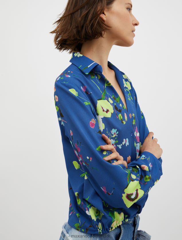 Kvinder bluse med blomsterprint MAX&Co. kina blåt mønster B2Z2T6531 beklædning