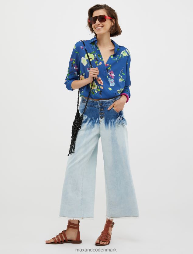 Kvinder bluse med blomsterprint MAX&Co. kina blåt mønster B2Z2T6531 beklædning