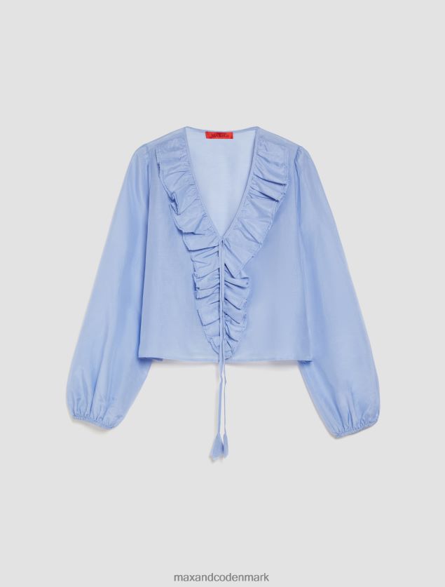 Kvinder bomuld og silke-voile bluse MAX&Co. lyseblå B2Z2T6552 beklædning