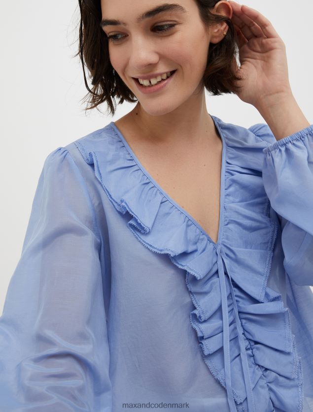 Kvinder bomuld og silke-voile bluse MAX&Co. lyseblå B2Z2T6552 beklædning