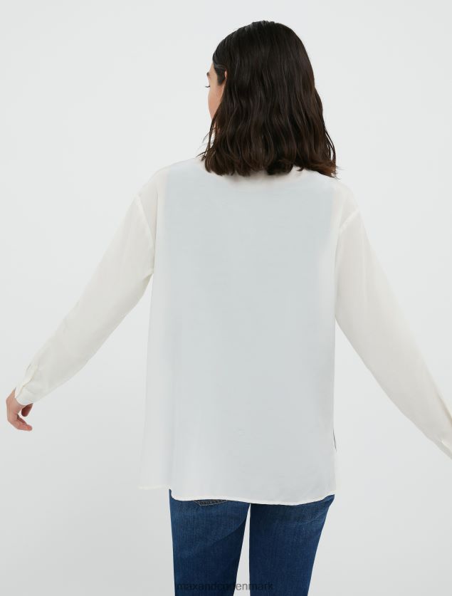 Kvinder bomulds- og silkeskjorte MAX&Co. elfenben B2Z2T6463 beklædning