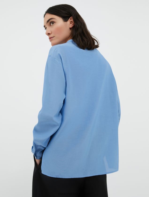 Kvinder bomulds- og silkeskjorte MAX&Co. luftvåben blå B2Z2T6465 beklædning