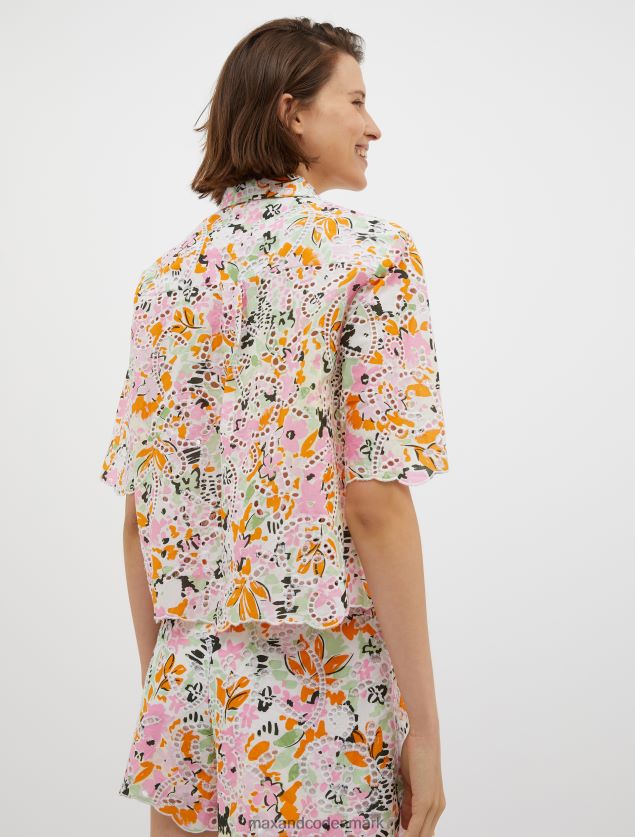 Kvinder broderie-anglaise bomuldsskjorte MAX&Co. citrongult mønster B2Z2T6551 beklædning