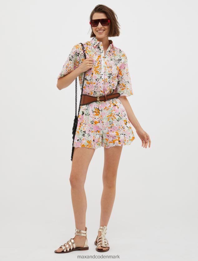 Kvinder broderie-anglaise bomuldsskjorte MAX&Co. citrongult mønster B2Z2T6551 beklædning