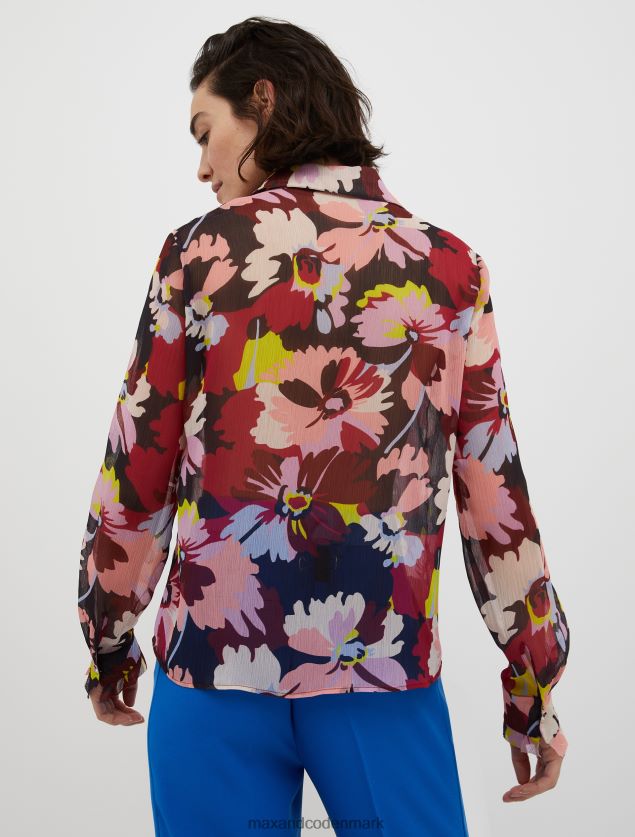 Kvinder crepon skjorte med blomstertryk MAX&Co. midnatsblåt mønster B2Z2T6507 beklædning