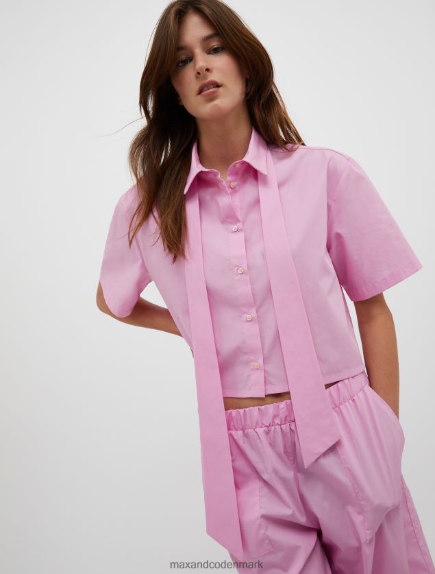 Kvinder cropped bomuldspoplin skjorte MAX&Co. lyserød B2Z2T6547 beklædning