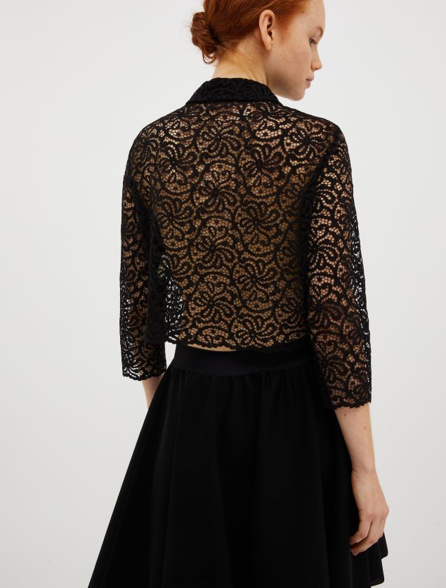 Kvinder cropped skjorte i blondejersey MAX&Co. sort B2Z2T6549 beklædning