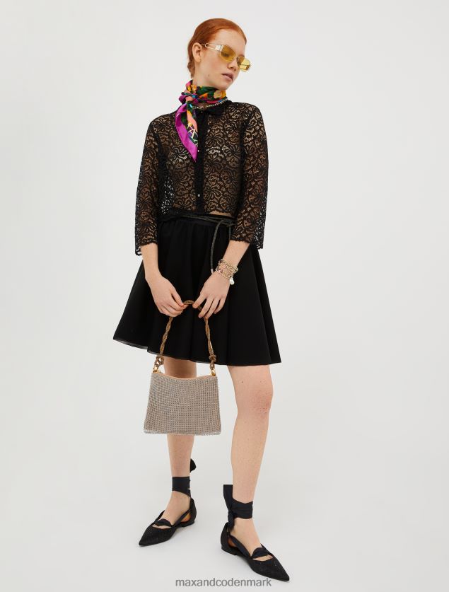 Kvinder cropped skjorte i blondejersey MAX&Co. sort B2Z2T6549 beklædning