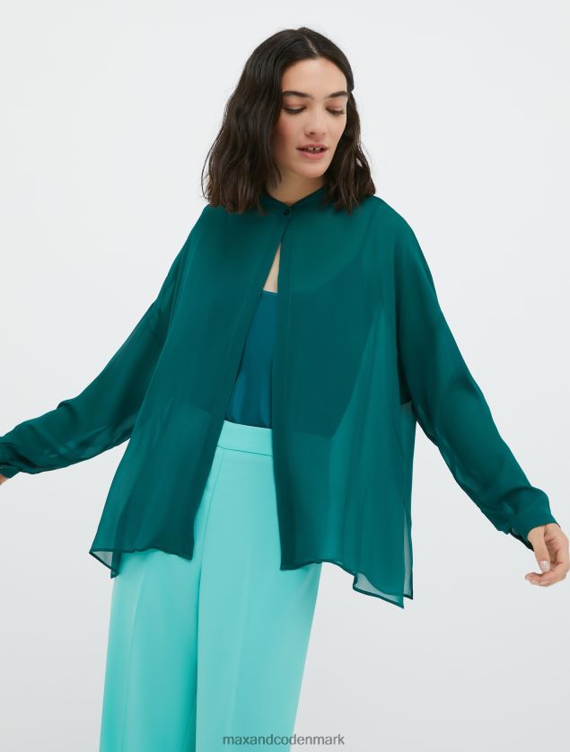 Kvinder georgette skjorte MAX&Co. mørkegrøn B2Z2T6444 beklædning