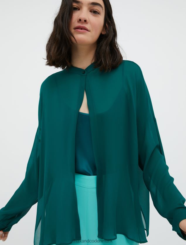 Kvinder georgette skjorte MAX&Co. mørkegrøn B2Z2T6444 beklædning