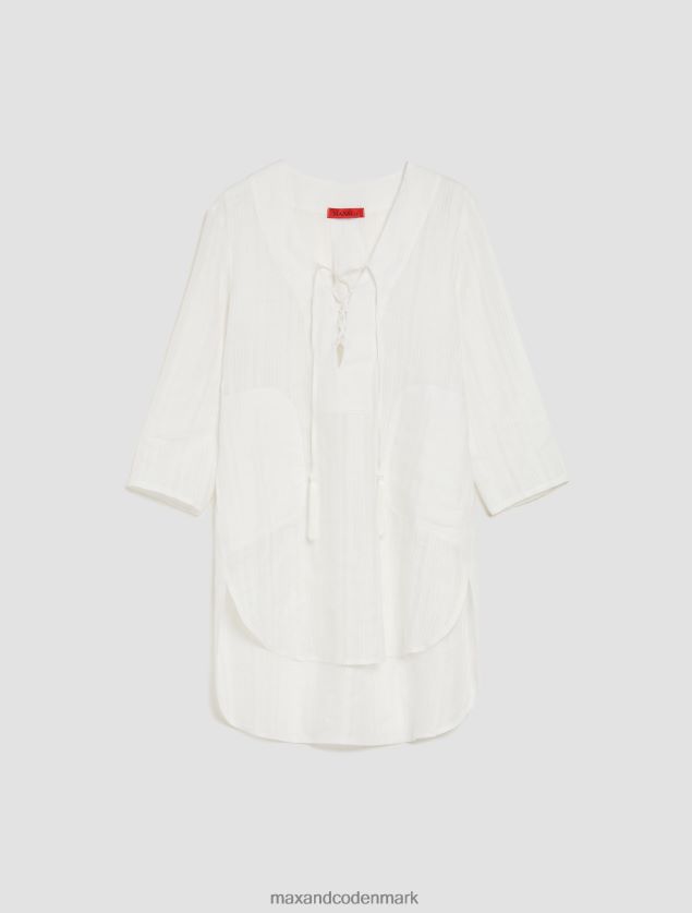 Kvinder halvgennemsigtig tunika i hør MAX&Co. optik hvid B2Z2T6452 beklædning