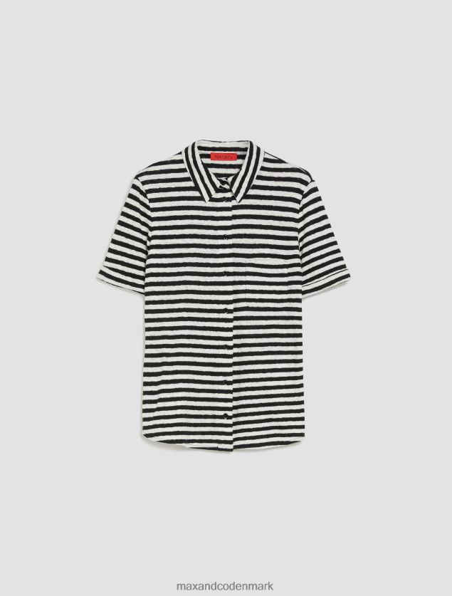 Kvinder jerseyskjorte i hør og bomuld MAX&Co. sort mønster B2Z2T6451 beklædning