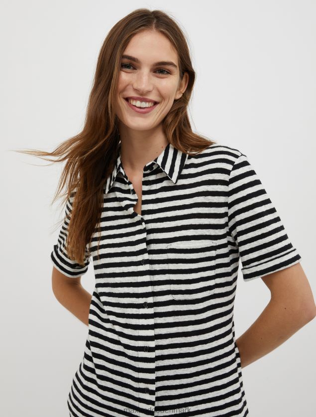 Kvinder jerseyskjorte i hør og bomuld MAX&Co. sort mønster B2Z2T6451 beklædning