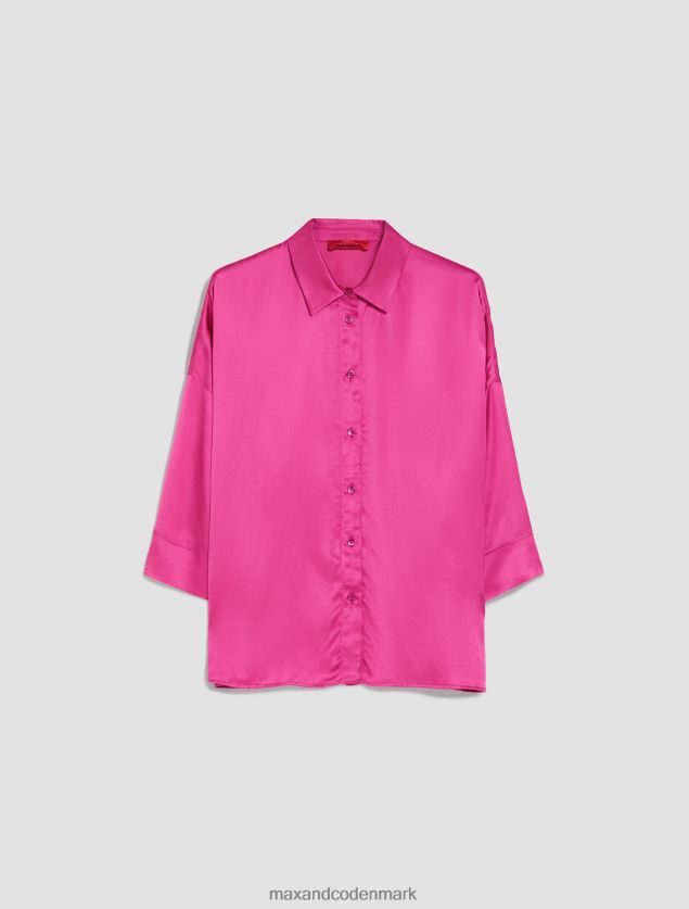 Kvinder løstsiddende satinskjorte MAX&Co. fuchsia B2Z2T6480 beklædning