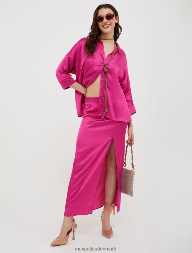 Kvinder løstsiddende satinskjorte MAX&Co. fuchsia B2Z2T6480 beklædning