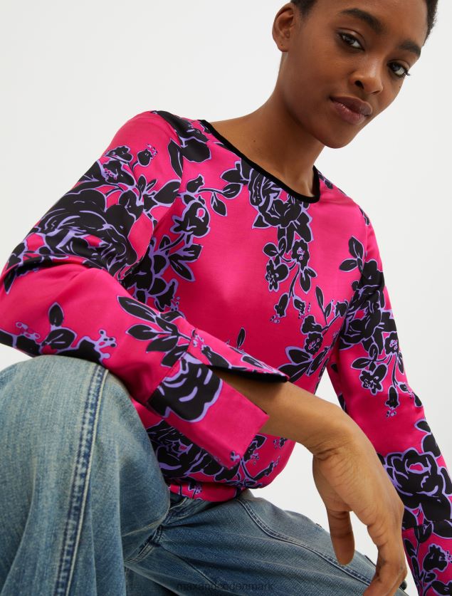 Kvinder mønstret satin bluse MAX&Co. fuchsia mønster B2Z2T6479 beklædning