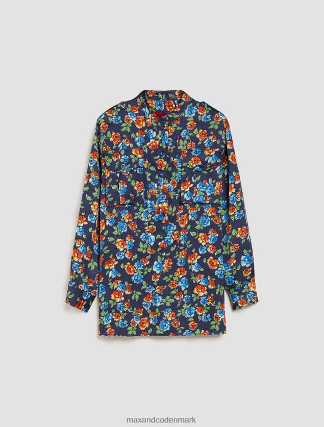 Kvinder mennesker, steder, farve satin skjorte MAX&Co. marineblåt mønster B2Z2T6530 beklædning