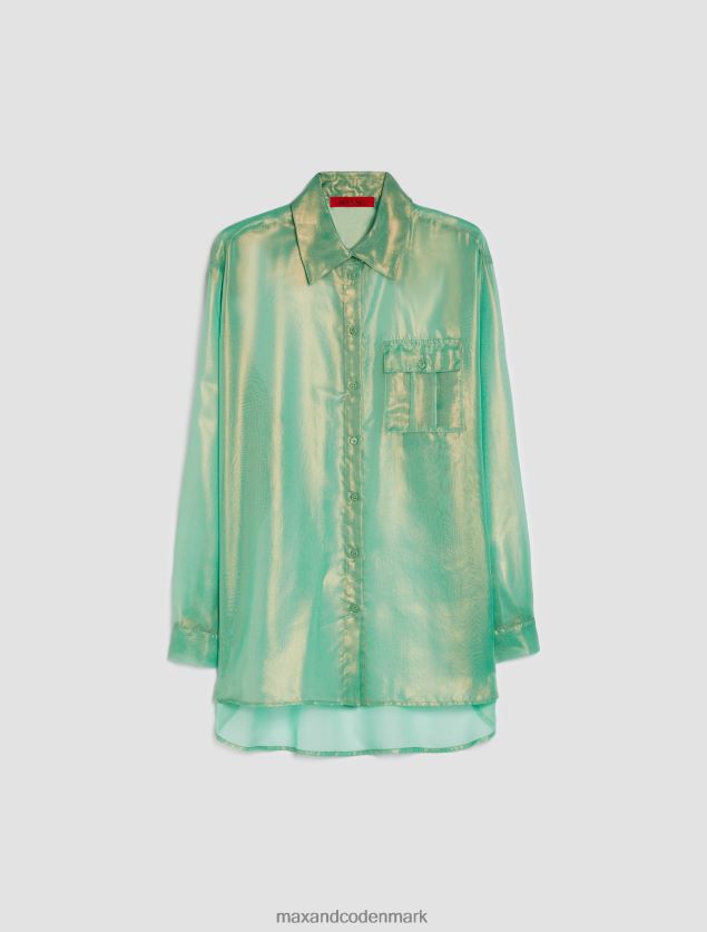 Kvinder metallisk georgette skjorte MAX&Co. grøn B2Z2T6535 beklædning