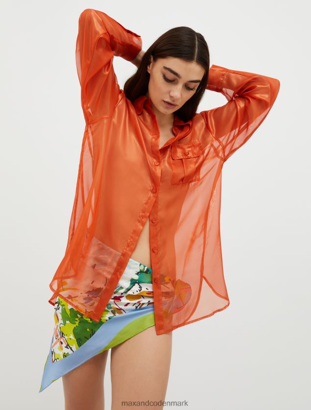 Kvinder metallisk georgette skjorte MAX&Co. orange B2Z2T6536 beklædning