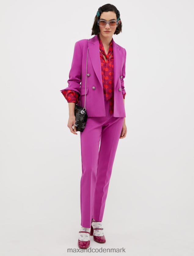 Kvinder metallisk polkaprikket satinskjorte MAX&Co. fuchsia mønster B2Z2T6539 beklædning