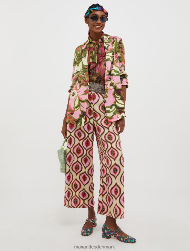 Kvinder nålestribet silke-crepon skjorte MAX&Co. gammelt rosenmønster B2Z2T6492 beklædning