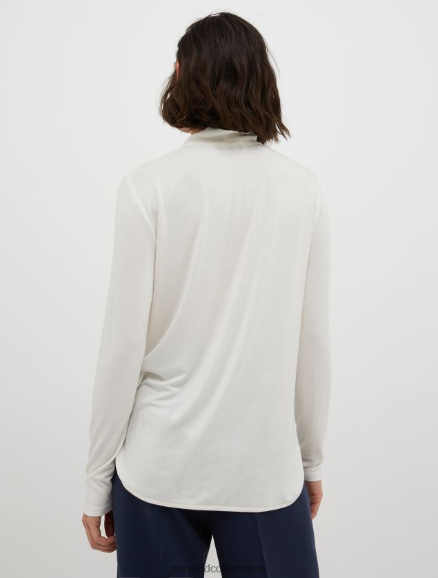 Kvinder plisseret jersey og silkebluse MAX&Co. hvidt mønster B2Z2T6527 beklædning