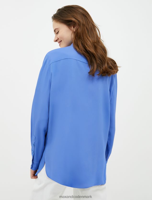 Kvinder silke crepe-de-chine skjorte MAX&Co. Marine blå B2Z2T6501 beklædning