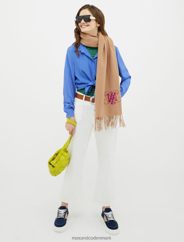 Kvinder silke crepe-de-chine skjorte MAX&Co. Marine blå B2Z2T6501 beklædning