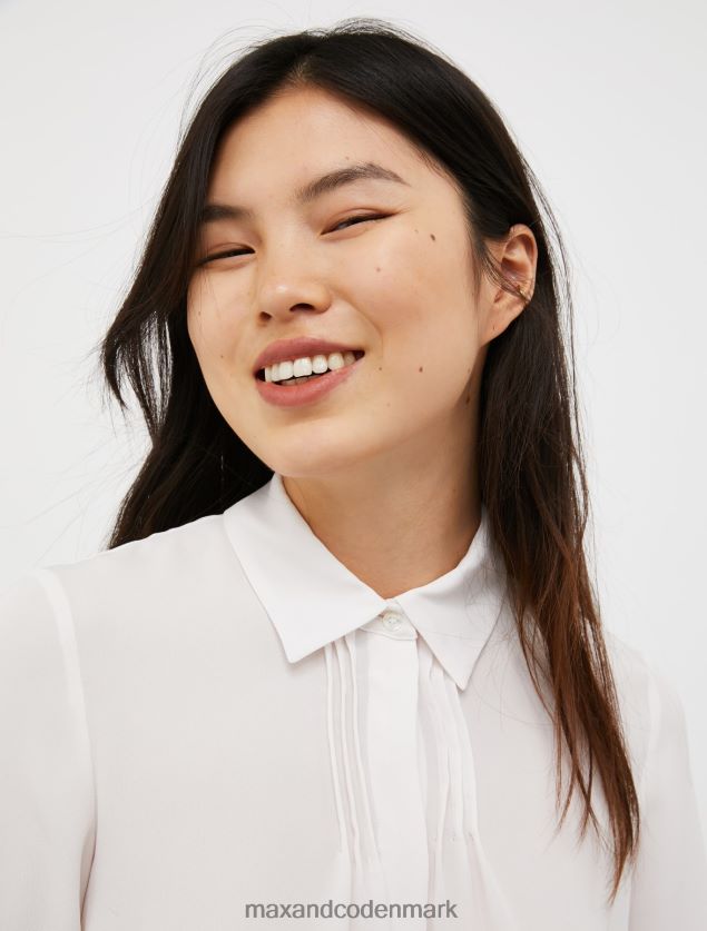 Kvinder silke crepe-de-chine skjorte MAX&Co. elfenben B2Z2T6513 beklædning