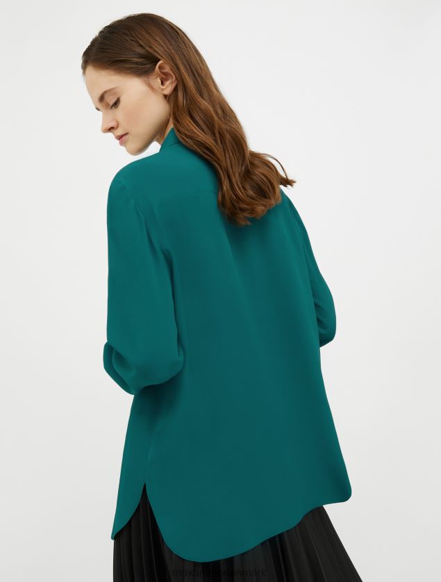 Kvinder silke crepe-de-chine skjorte MAX&Co. mørkegrøn B2Z2T6503 beklædning