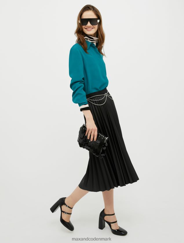 Kvinder silke crepe-de-chine skjorte MAX&Co. mørkegrøn B2Z2T6503 beklædning