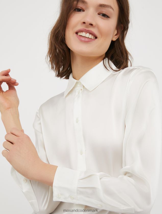 Kvinder silke-satin skjorte MAX&Co. elfenben B2Z2T6497 beklædning