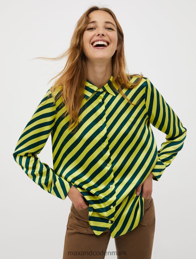 Kvinder silke-satin skjorte MAX&Co. giallo fluo B2Z2T6495 beklædning