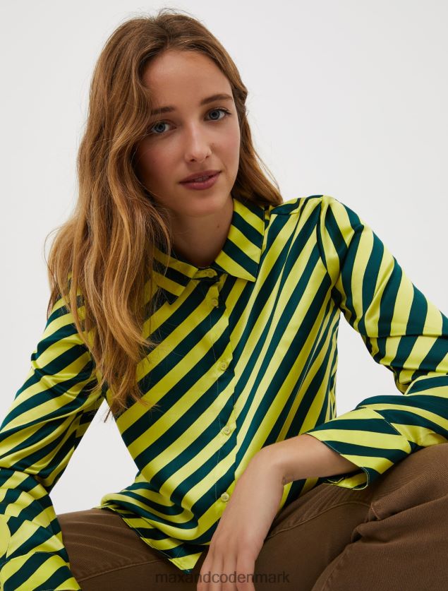 Kvinder silke-satin skjorte MAX&Co. giallo fluo B2Z2T6495 beklædning