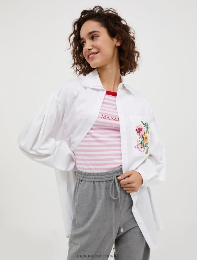 Kvinder skjorte i bomuld med pailletter MAX&Co. hvid B2Z2T6534 beklædning