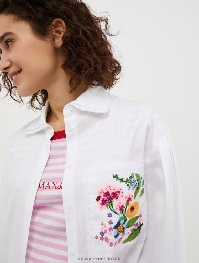 Kvinder skjorte i bomuld med pailletter MAX&Co. hvid B2Z2T6534 beklædning