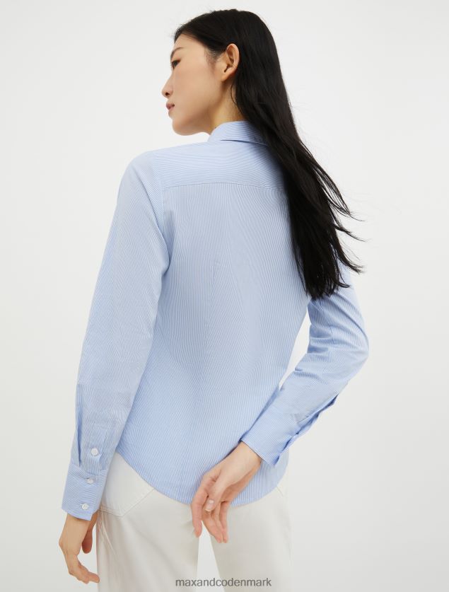 Kvinder slim fit bomuldspoplinskjorte MAX&Co. himmelblåt mønster B2Z2T6516 beklædning