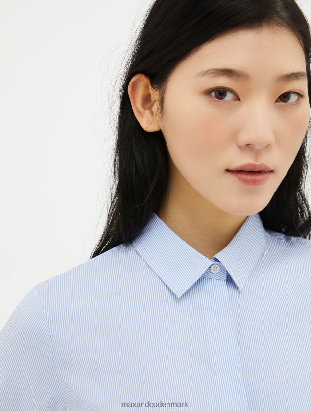 Kvinder slim fit bomuldspoplinskjorte MAX&Co. himmelblåt mønster B2Z2T6516 beklædning