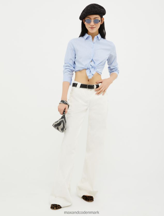 Kvinder slim fit bomuldspoplinskjorte MAX&Co. himmelblåt mønster B2Z2T6516 beklædning