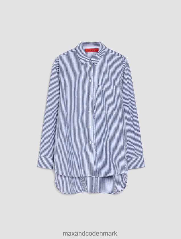 Kvinder stribet bomuldspoplin skjorte MAX&Co. kornblomst blåt mønster B2Z2T6455 beklædning