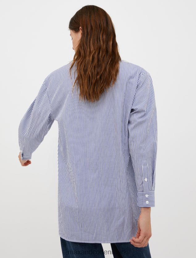 Kvinder stribet bomuldspoplin skjorte MAX&Co. kornblomst blåt mønster B2Z2T6455 beklædning