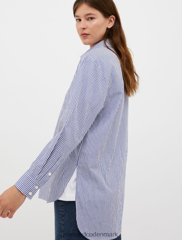 Kvinder stribet bomuldspoplin skjorte MAX&Co. kornblomst blåt mønster B2Z2T6455 beklædning