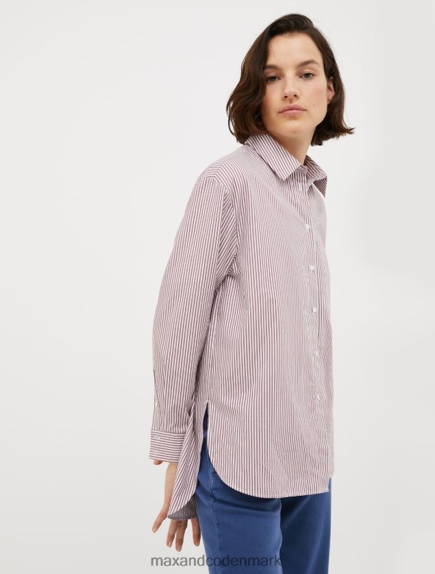 Kvinder stribet bomuldspoplin skjorte MAX&Co. rødt mønster B2Z2T6456 beklædning