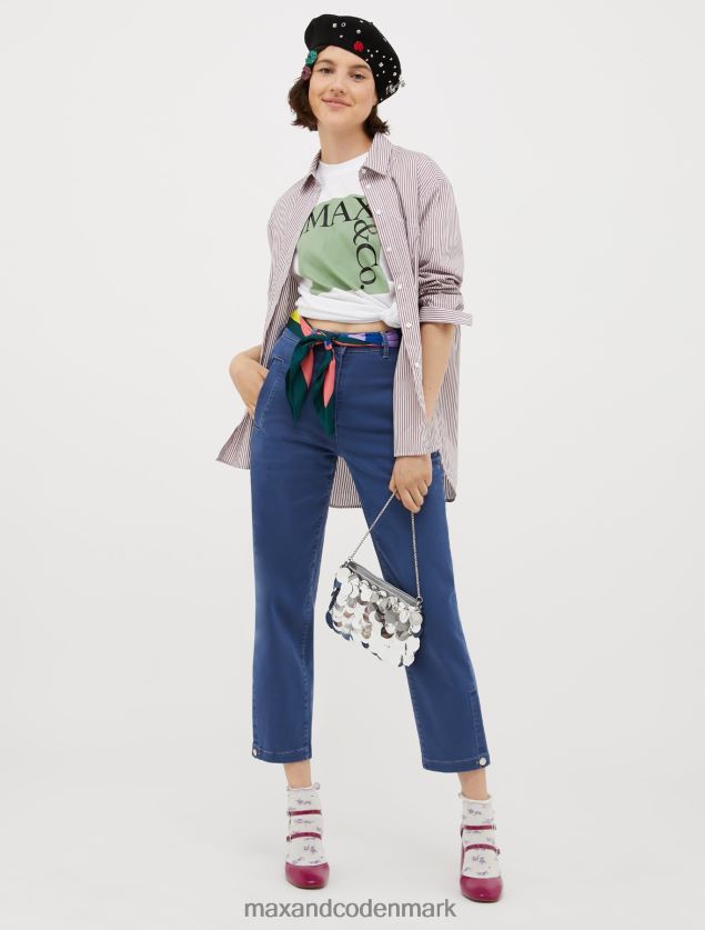 Kvinder stribet bomuldspoplin skjorte MAX&Co. rødt mønster B2Z2T6456 beklædning